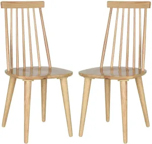 Safavieh American Homes Collection Burris Country Farmhouse Natural Spindle Side Chair, Wood (Set of 2)