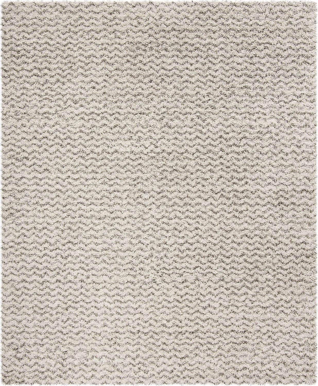 SAFAVIEH Hudson Shag Collection Area Rug - 8' x 10', Ivory & Grey, Chevron Design, Non-Shedding & Easy Care, 2-inch Thick Ideal for High Traffic Areas in Living Room, Bedroom (SGH330A)