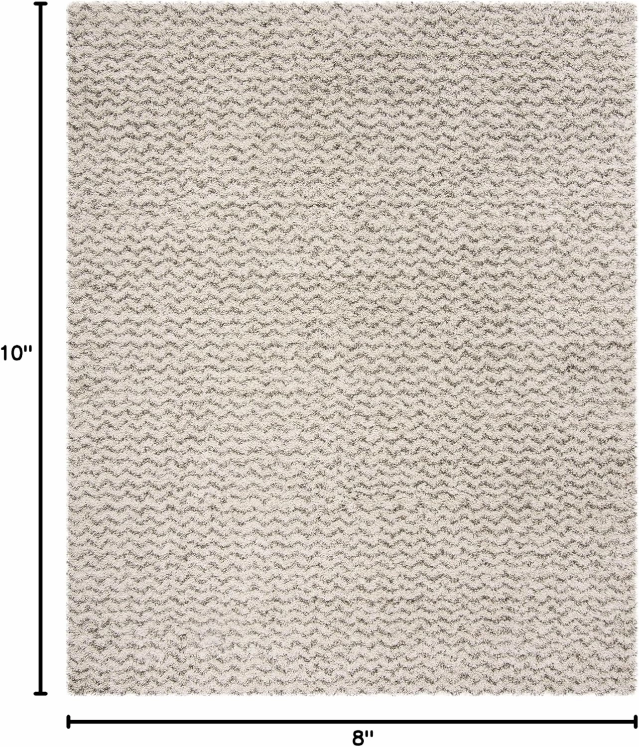 SAFAVIEH Hudson Shag Collection Area Rug - 8' x 10', Ivory & Grey, Chevron Design, Non-Shedding & Easy Care, 2-inch Thick Ideal for High Traffic Areas in Living Room, Bedroom (SGH330A)