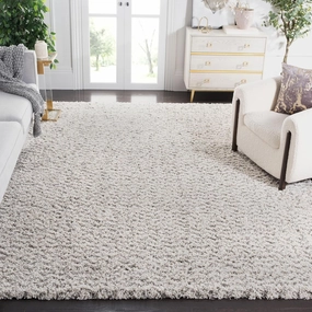 SAFAVIEH Hudson Shag Collection Area Rug - 8' x 10', Ivory & Grey, Chevron Design, Non-Shedding & Easy Care, 2-inch Thick Ideal for High Traffic Areas in Living Room, Bedroom (SGH330A)