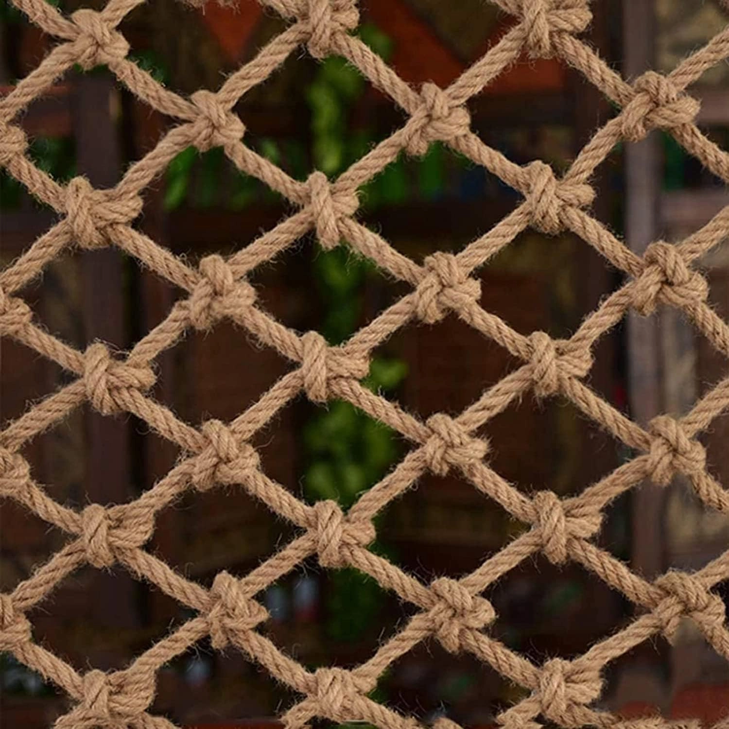 Safety Anti-Fall Fence Net for Children Pet Cat,Cargo Net Climbing Rope,Playground Climbing Children Net Woven Rope Truck Trailer Netting Swing Treehouse Hammock Rope (Jute, 1Mx1M(3.3FTx3.3FT))