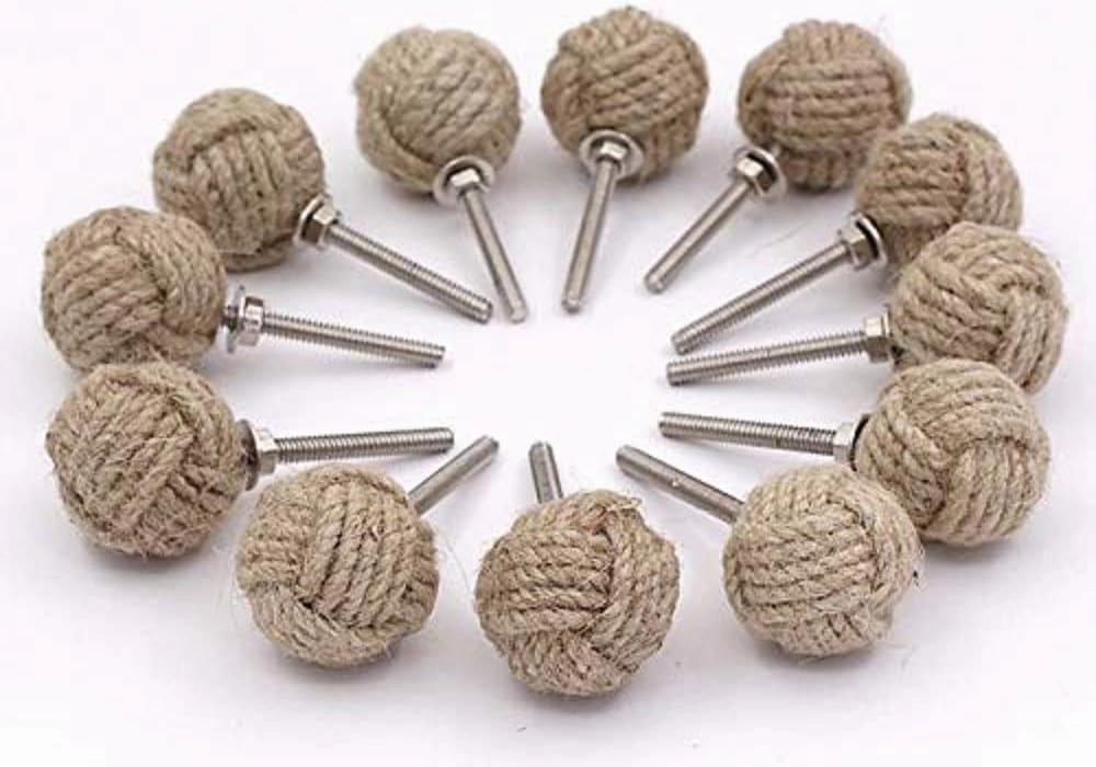 Samara Nautical 12 Knotty Door knobs - Nautical Drawer pulls - Jute Rope Drawer pulls