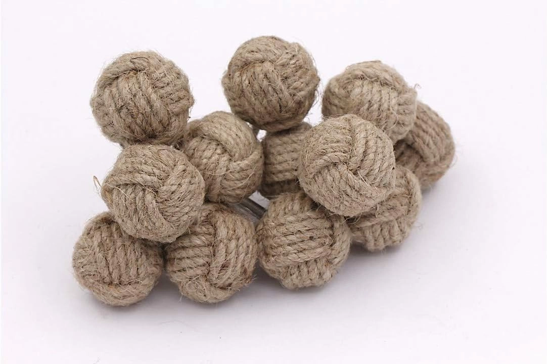 Samara Nautical 12 Knotty Door knobs - Nautical Drawer pulls - Jute Rope Drawer pulls