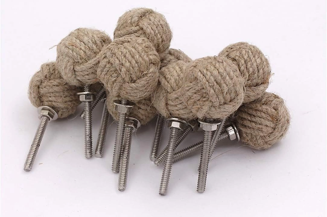 Samara Nautical 12 Knotty Door knobs - Nautical Drawer pulls - Jute Rope Drawer pulls