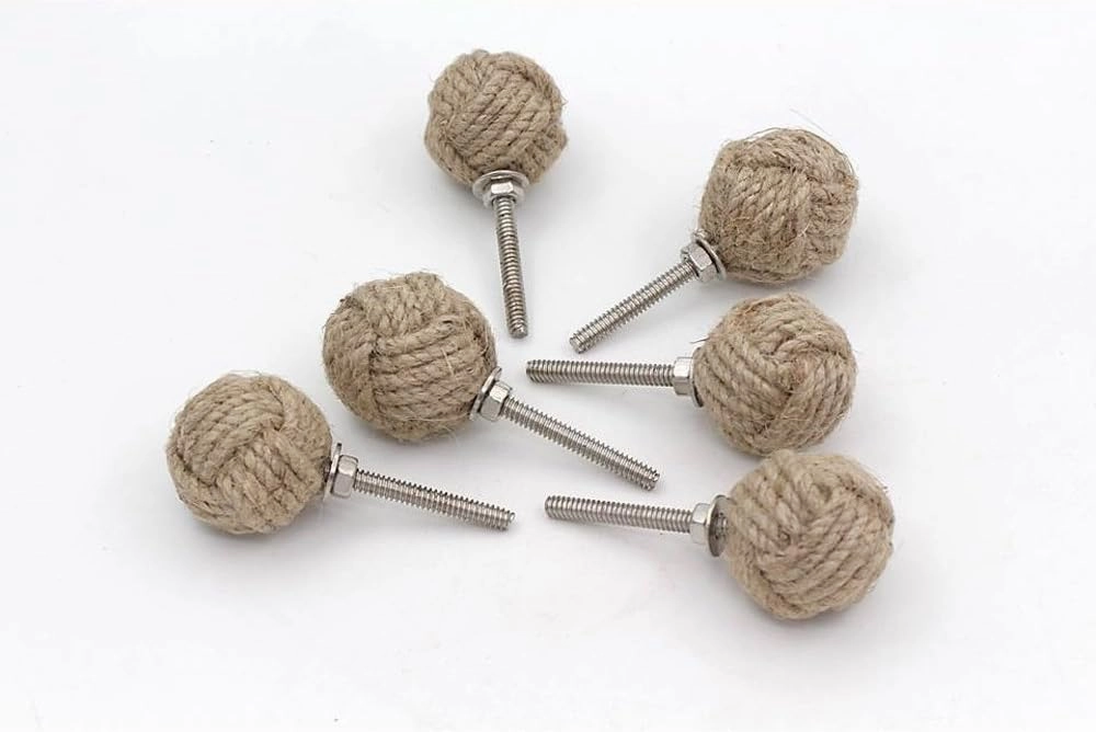 Samara Nautical 12 Knotty Door knobs - Nautical Drawer pulls - Jute Rope Drawer pulls