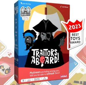 SAVANA Traitors Aboard - Award Winning Secret Identity Party Game - Fun, Bluffing and Betrayal | Easy to Learn, 15-Minute Round | Popular Card Game for 3-8 Players, Ages 10  | Family Game