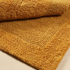 Savi Home Bath Mat Rug 17x24 Honey Mustard, 100% Pure Cotton, Super Soft White, Plush & Absorbent, Hand Tufted Heavy Weight Construction, Full Reversible Step Out Rugs