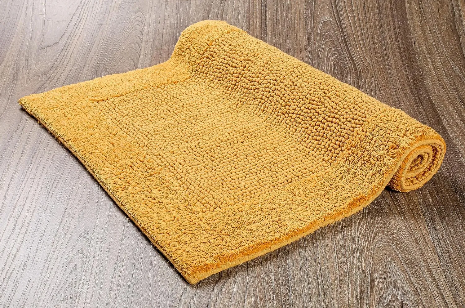 Savi Home Bath Mat Rug 17x24 Honey Mustard, 100% Pure Cotton, Super Soft White, Plush & Absorbent, Hand Tufted Heavy Weight Construction, Full Reversible Step Out Rugs