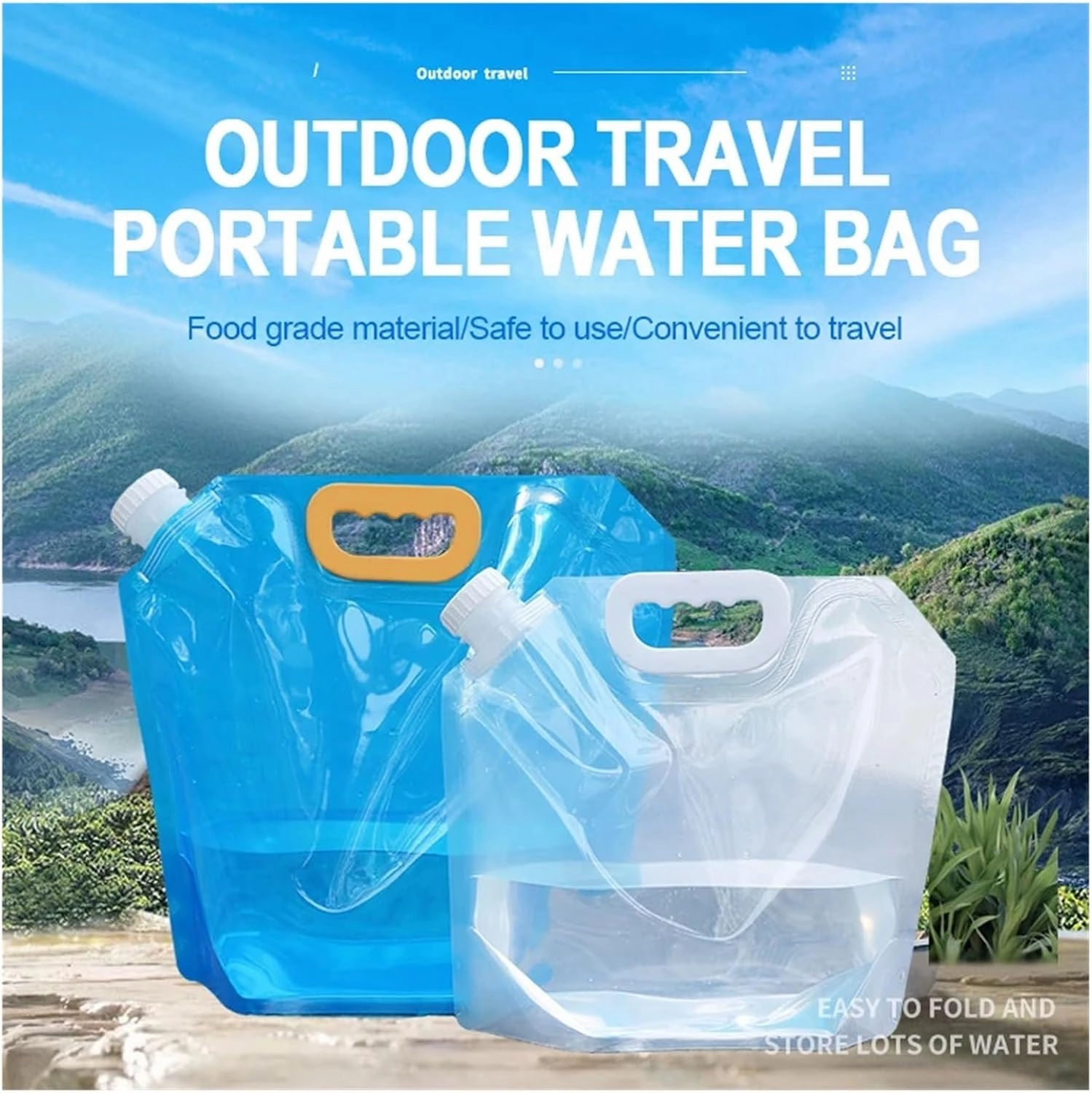 SBTRKT 2.5/5/10L Foldable Portable Drinking Water Bag Outdoor Camping Hiking Water Storage Bag Thickened Large Capacity Water Container (Color : 2.5L-Transparent)