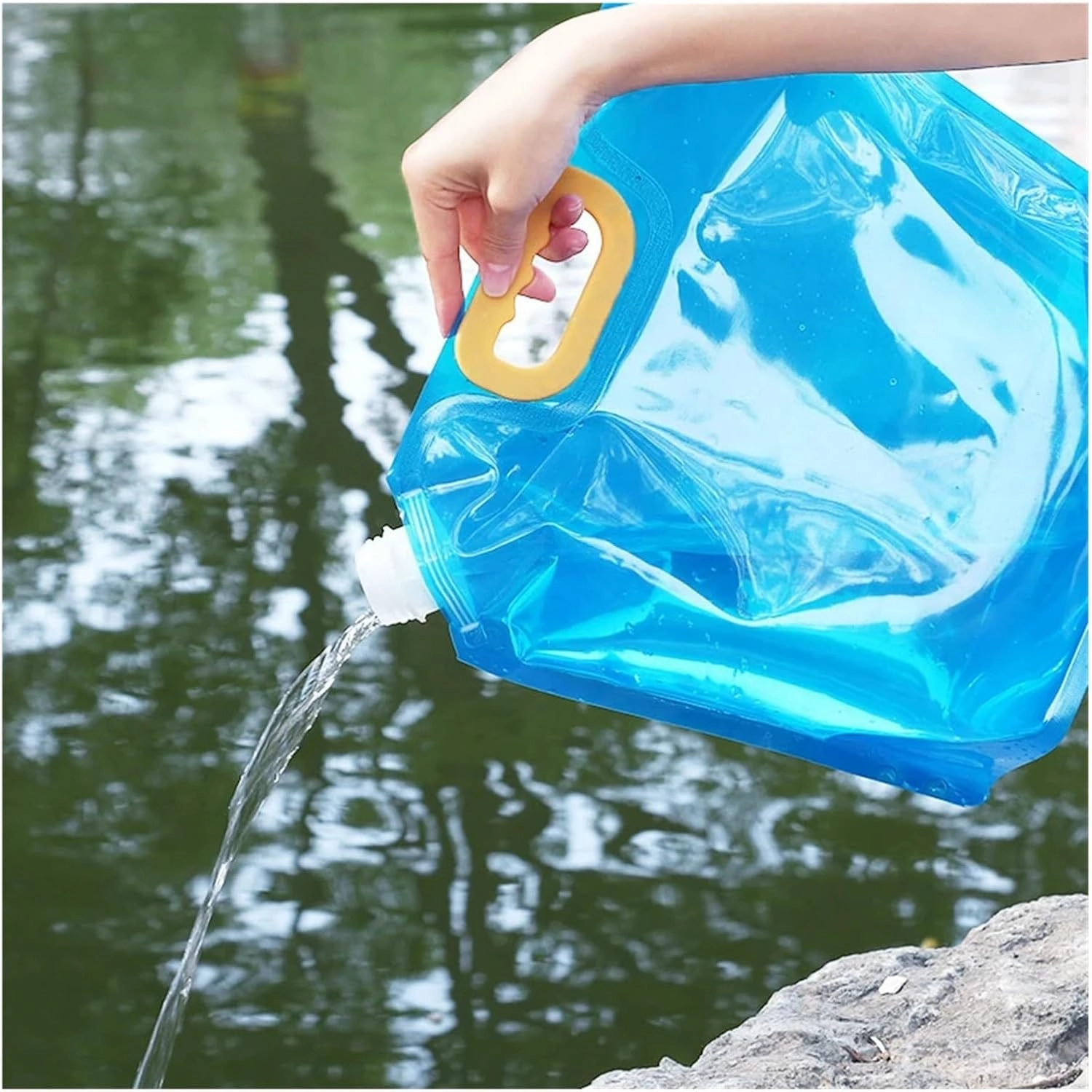 SBTRKT 2.5/5/10L Foldable Portable Drinking Water Bag Outdoor Camping Hiking Water Storage Bag Thickened Large Capacity Water Container (Color : 2.5L-Transparent)