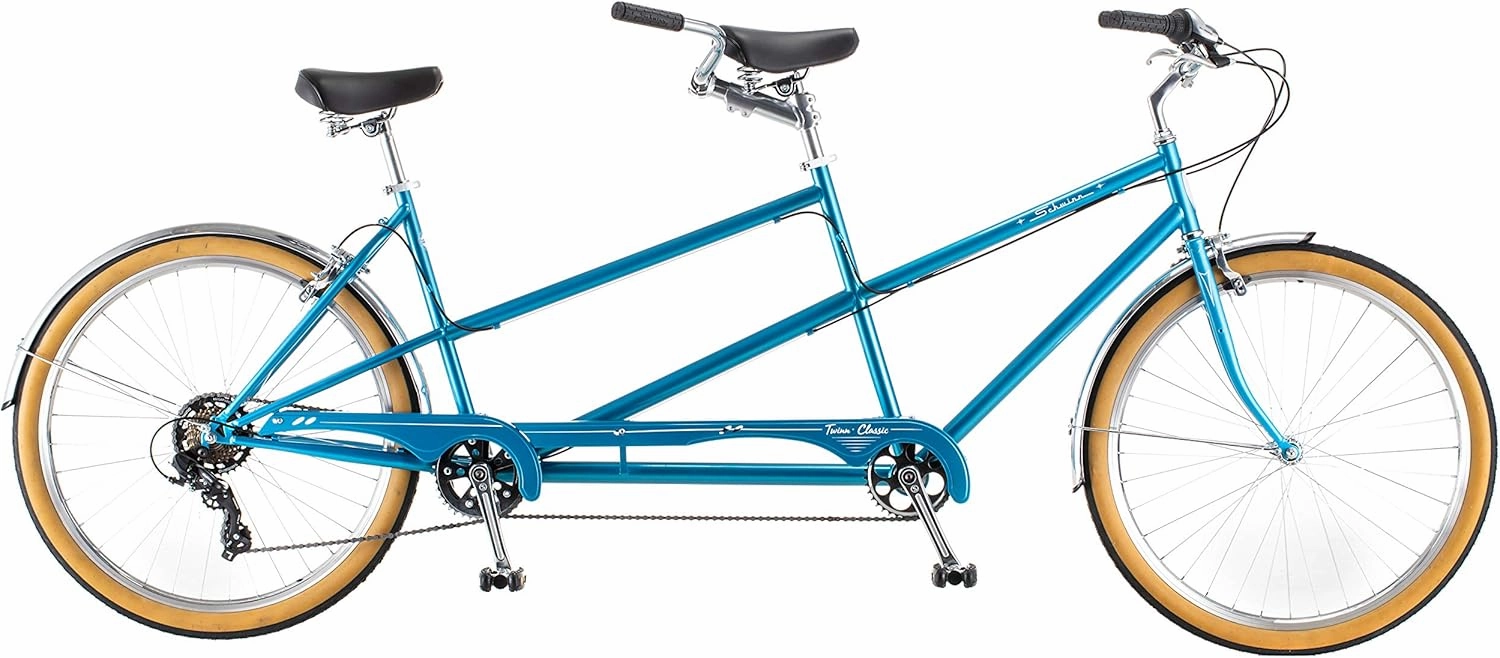 Schwinn Twinn Tandem Bike, 26 Inch Bike for Women and Men, 21-Speed Two Seater Bicycle, Fits Two Comfortably, Mechanical Disc Brakes, Plush Fitness Seat, Adult Tandem Bike