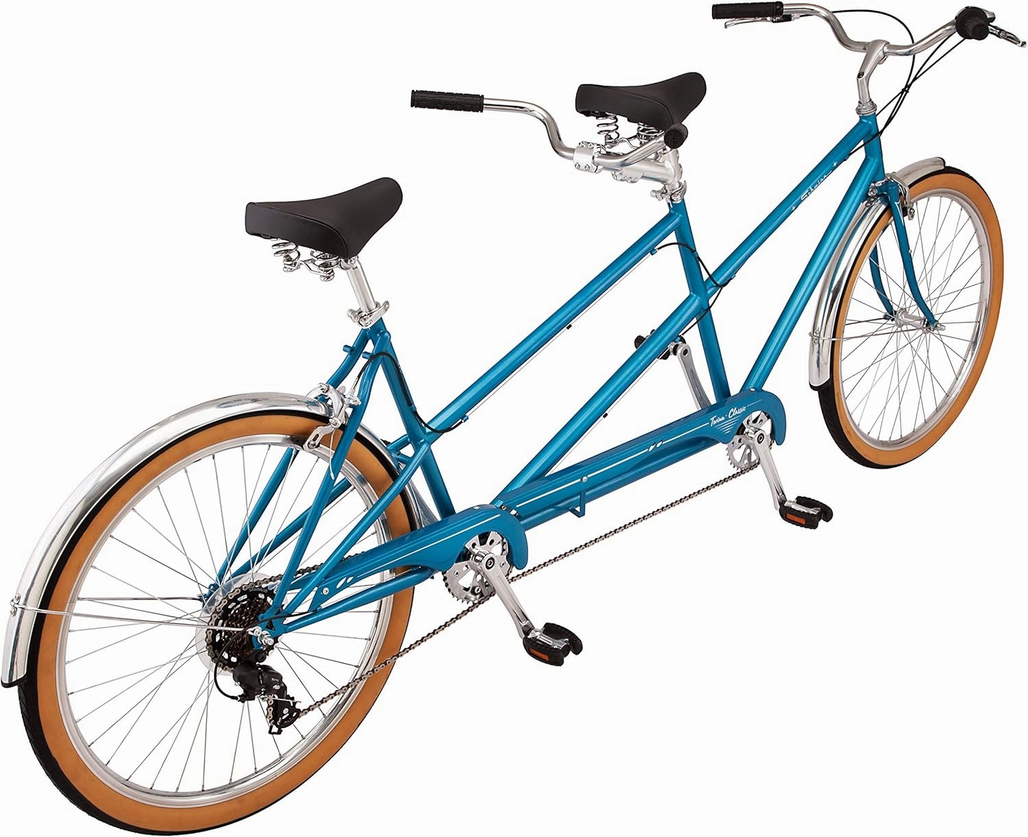 Schwinn Twinn Tandem Bike, 26 Inch Bike for Women and Men, 21-Speed Two Seater Bicycle, Fits Two Comfortably, Mechanical Disc Brakes, Plush Fitness Seat, Adult Tandem Bike
