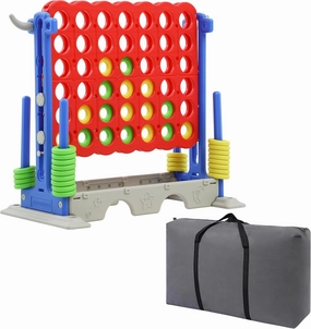 SDADI Height Adjustable 3-in-1 Giant 4 in a Row Connect Game, Jumbo 4-to-Score Game with Golf Game and Ring Toss Set, Indoor Outdoor Yard Game Party Game for Kids Adults and Family, Blue