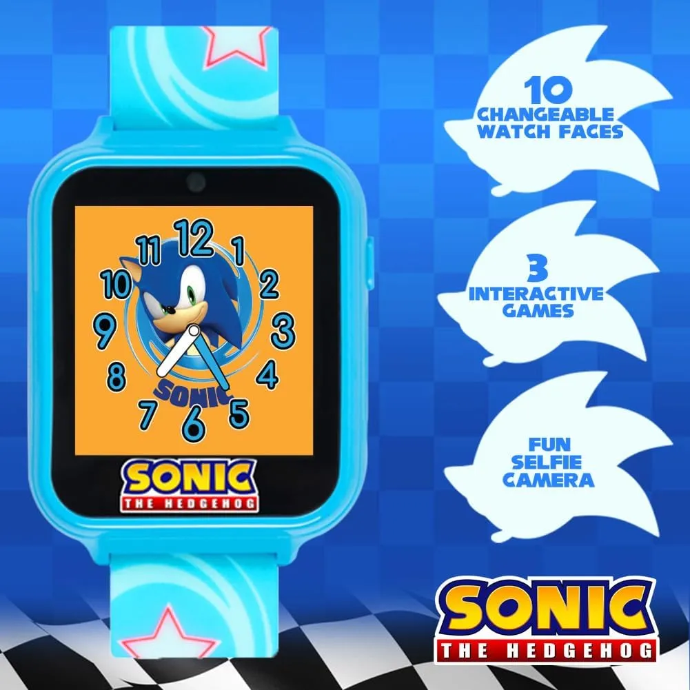 SEGA Sonic the Hedgehog Educational Learning Touchscreen Smart Watch Toy for Boys, Girls, Toddlers - Selfie Cam, Learning Games, Alarm, Calculator, Pedometer (Model: SNC4055AZ)