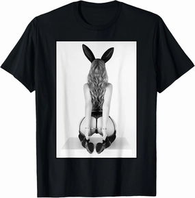 Sexy Girl Graphic Tee - "Bad Bunny Pinup Girl in Handcuffs" T-Shirt