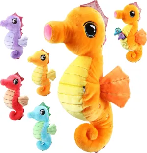 Shappy 5 Pcs Seahorse Stuffed Animals Set 17 Inch Mommy Seahorse Plush with 4 Cute Babies in Her Belly Soft Cuddly Zippered Sea Horse Plushie for Boys Girls Birthday Ocean Party Decor