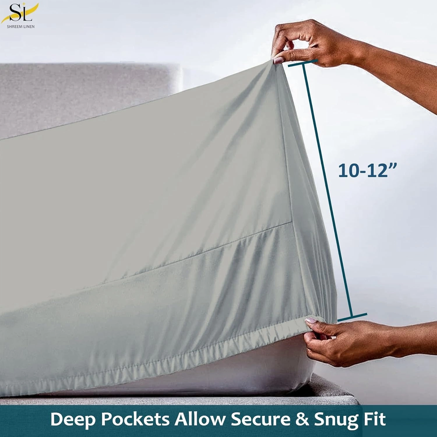 Shreem Linen RV Bunk Sheets 30x75, 100% Egyptian Cotton 4-Piece Camper Bedding Set, Fits 10-12" Deep RV Mattress, Light Grey