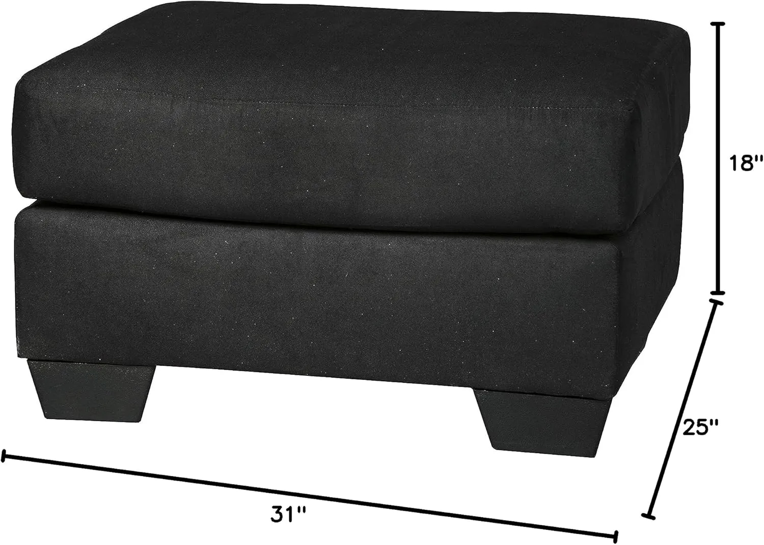Signature Design by Ashley Darcy Casual Plush Square Accent Ottoman, Black