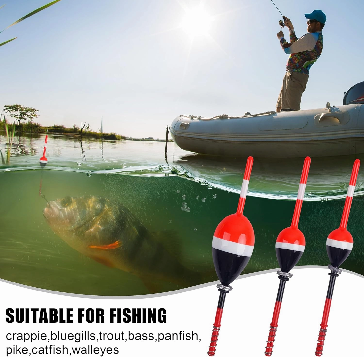 SILANON Wood Slip Bobbers Fishing Floats and Bobbers Spring Oval Stick Slip Floats for Crappie Catfish Trout Panfish Walleyes Fishing 5/10pcs