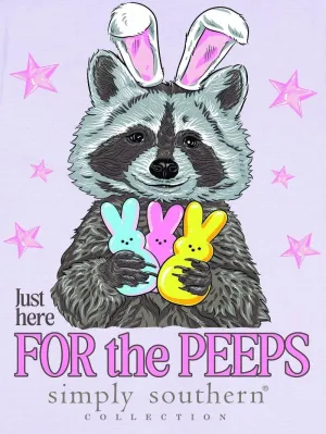 Simply Southern Just Here for The Peeps - Bunnies - Raccoon - Easter - Adult T-Shirt