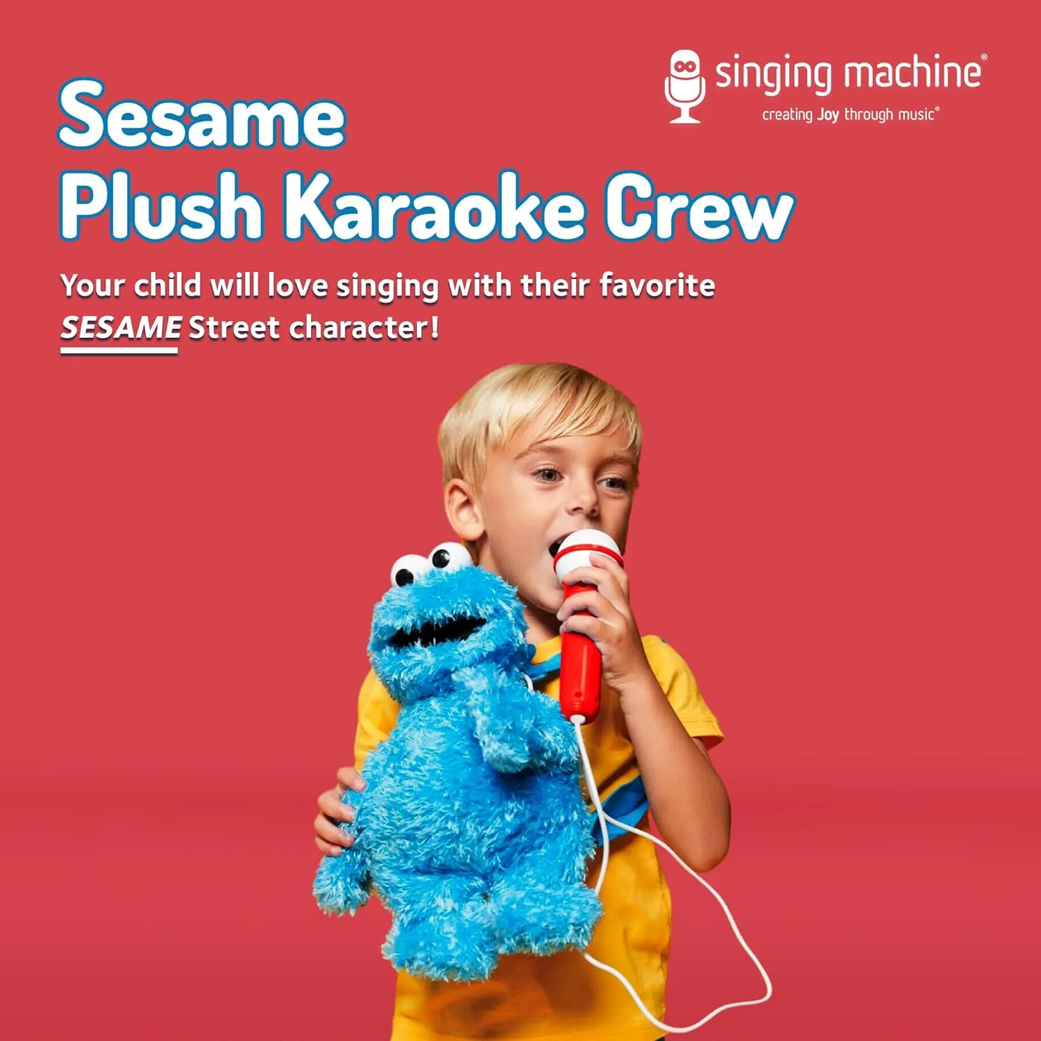 Singing Machine Karaoke Plush Sesame Street Toys (Cookie Monster Plush Toy) - Adjustable Carrying Straps - Sing-Along Built-in Real Working Microphone & Speaker with Record & Playback Function