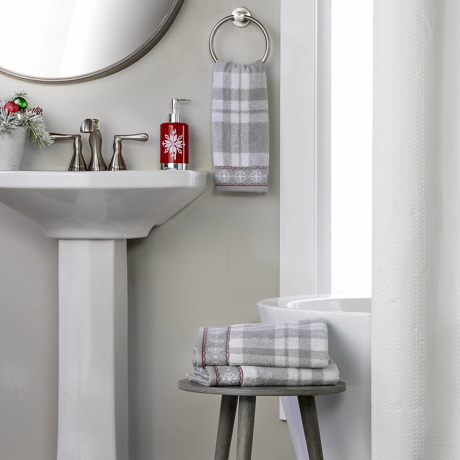 SKL Home Winter/Christmas Whistler Plaid Hand Towel Set for Bath/Kitchen/Bar & Gift, 16" x 25", 2 Count
