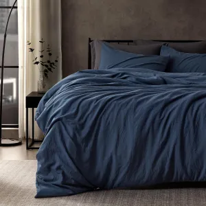 SLEEP ZONE Duvet Cover Full Size, Stone Washed, Soft and Comfortable with Natural Wrinkles, Easy Care, Gift-Wrapped, Safe and Skin-Friendly(Navy, Full)