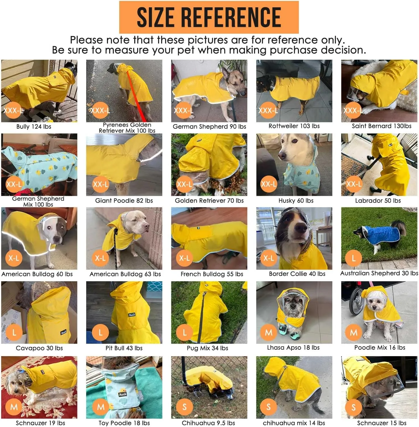 SlowTon Dog Raincoat, Adjustable Dog Rain Jacket Clear Hooded Double Layer, Waterproof Poncho with Reflective Strip Straps and Storage Pocket for Small Medium Large Dog (Yellow L)