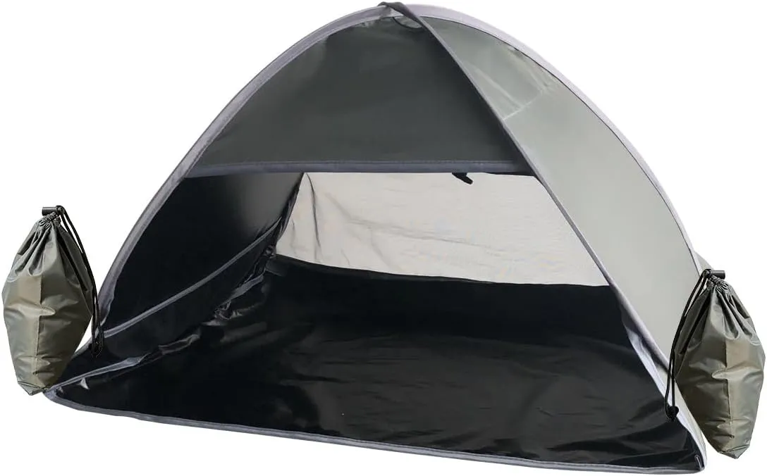 Small Pop Up Beach Tent with Meshed Window, Portable Head Tent Beach Pet Shade for Small Dogs/Cats (Dark Green)