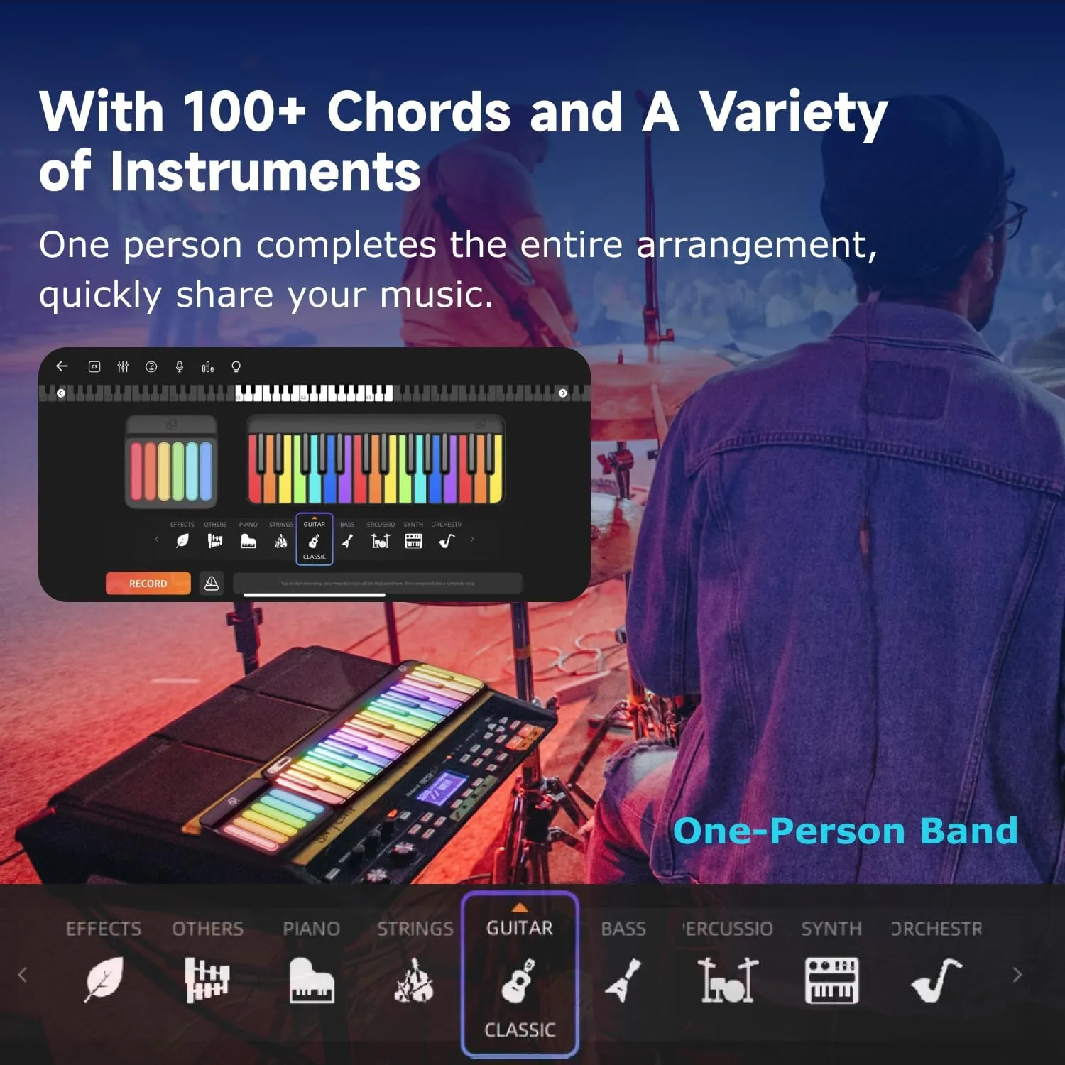 Smart Digital Piano Keyboard with Lighted Keys (Expandable to 88-Key), MIDI Controller Chord Pad Portable Electronic Learning Keyboard for Performance & Composition, 256 Tones, 100  Chords