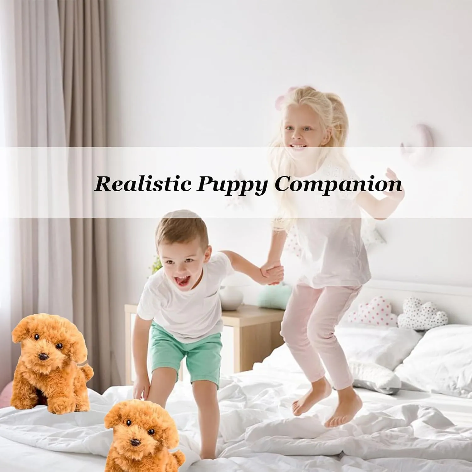 Smart Robot Dog - Robot Puppy, My Realistic RobotPuppy, RobotDog That Acts Like a Real Dogs, 2025 New Upgrade Robotic Puppy for Tail Wagging, Barking, Walking (White)