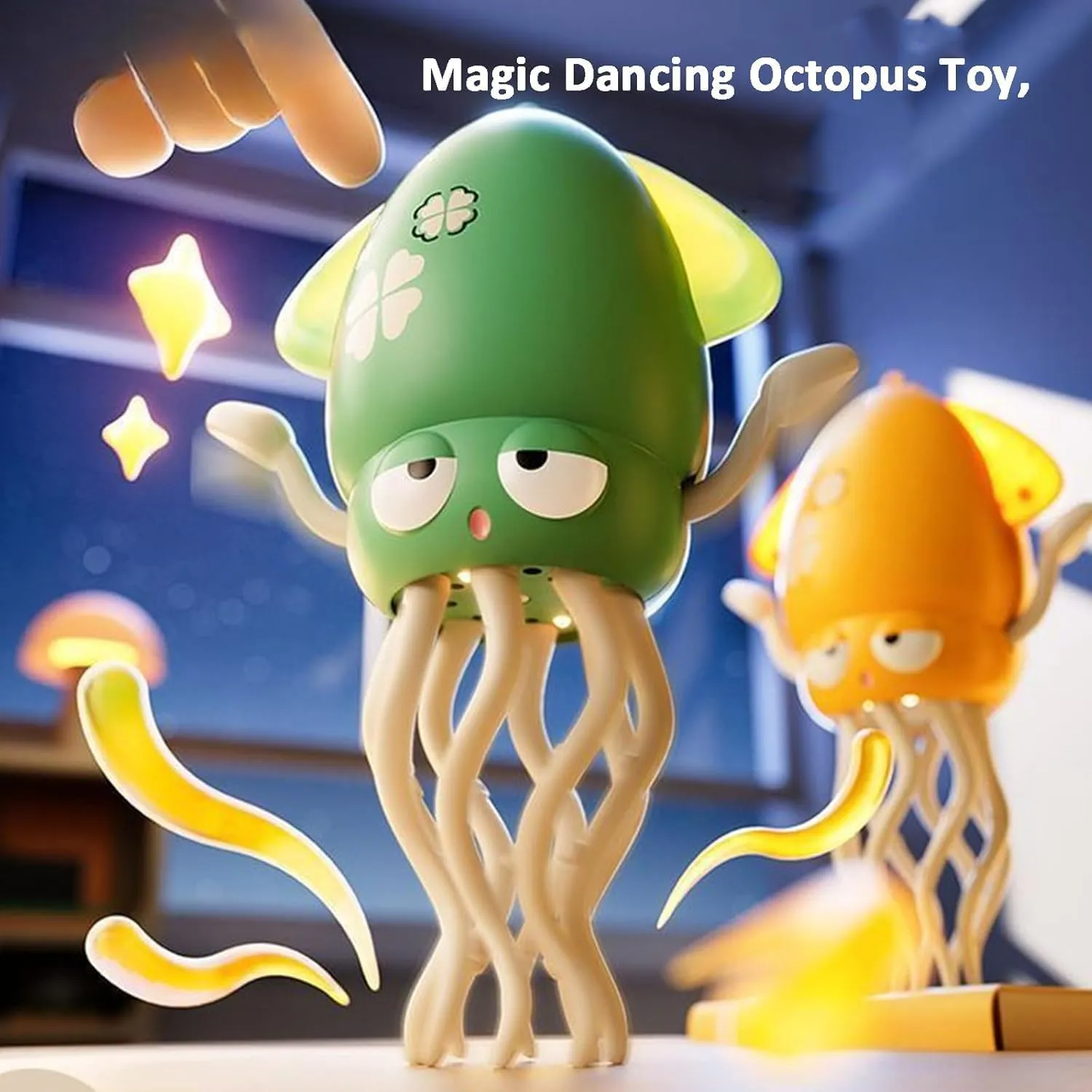Smart Tentacle Explorer, Electric Dancing Octopus Toy, Magic Dancing Octopus Toy, Crawling Dancing Obstacle Sensor Toys with Lights & Music Sensor for Indoor Play (Yellow)