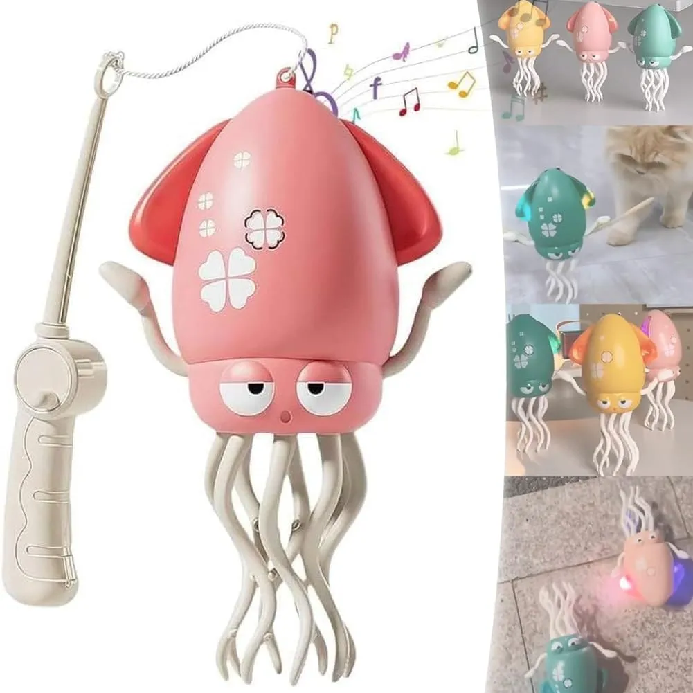 Smart Tentacle Explorer, Electric Dancing Octopus Toy, Playful Magical Wiggly Octopus Toy, Crawling Automatic Obstacle Sensor Toys, Rechargeable Dancing Toys with LED Flashing Lights & Music(Pink#Fish