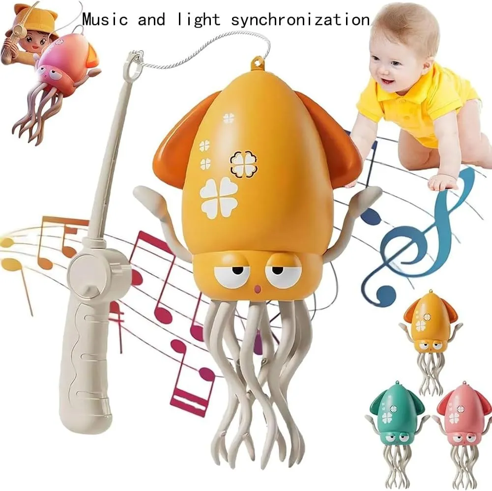 Smart Tentacle Explorer, Magic Playful Octopus Toy with LED Light and Obstacle Avoidance Interactive Walking Dancing Squid Toy Rechargeable USB for Kid Toddler and Indoor Cat Dog(Yellow)