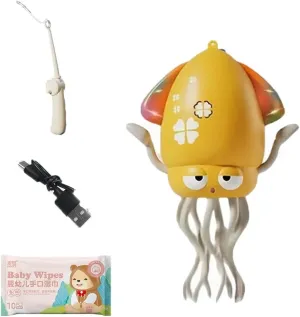 Smart Tentacle Explorer, Magic Playful Octopus Toy with LED Light and Obstacle Avoidance Interactive Walking Dancing Squid Toy Rechargeable USB for Kid Toddler and Indoor Cat Dog(Yellow)