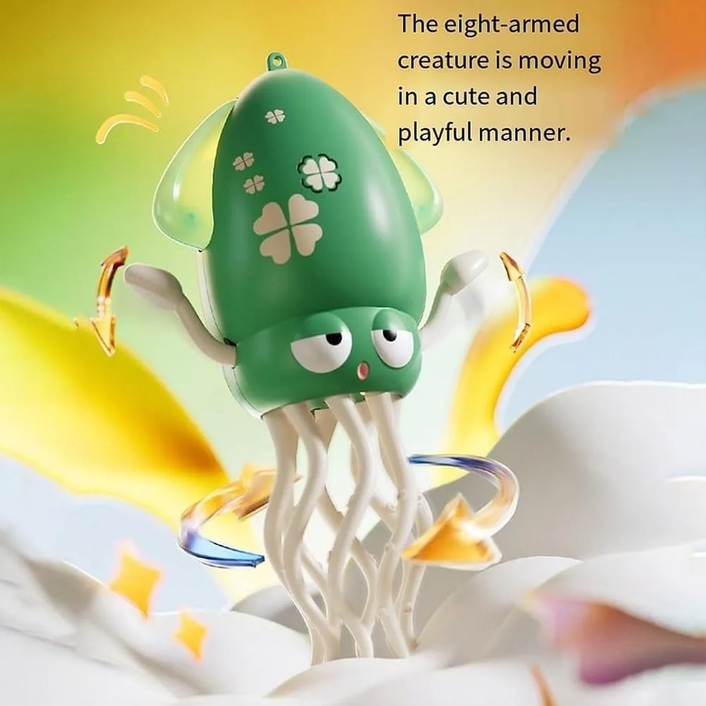 Smart Tentacle Explorer, Playful Dancing Octopus Toy, Wiggly Wonder Interactive Fun Octopus, Electric Automatic Obstacle Avoidance Toy, Smart 8-Leg Wiggly Robotic with LED & Music(Yellow Fishing Rod)
