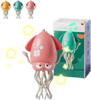 Smart Tentacle Explorer, Wiggly Wonder Octopus, Dancing Squid Toy, Electric Auto-Avoid Crawling Octopus with Led & Music, USB Rechargeable (A)