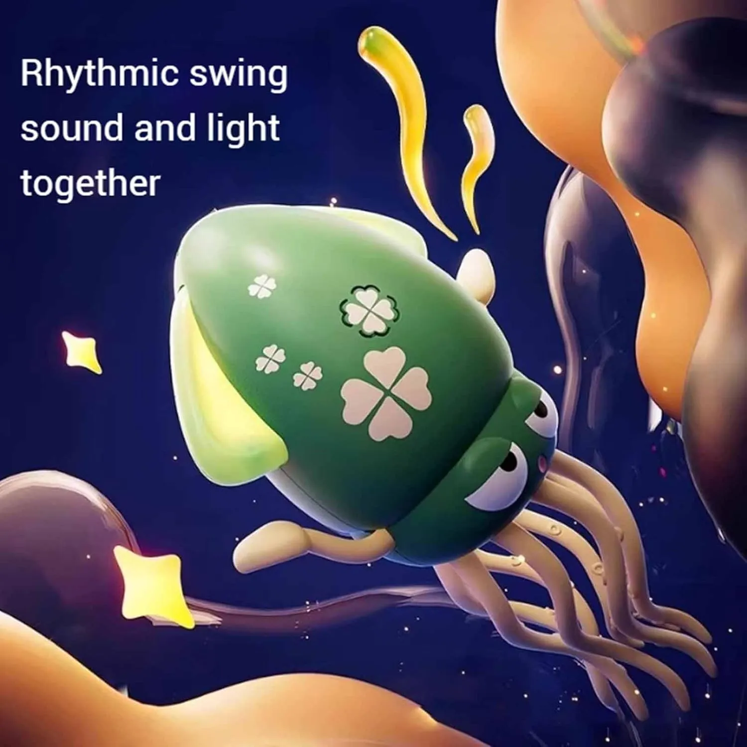 Smart Tentacle Explorer, Wiggly Wonder Octopus, Electric Playful Dancing Squid Toy, Crawling Automatic Obstacle Sensor Toys, 8-Leg Auto-Dance Self-Navigating Robotic, With LED Lights & Music(Yellow)
