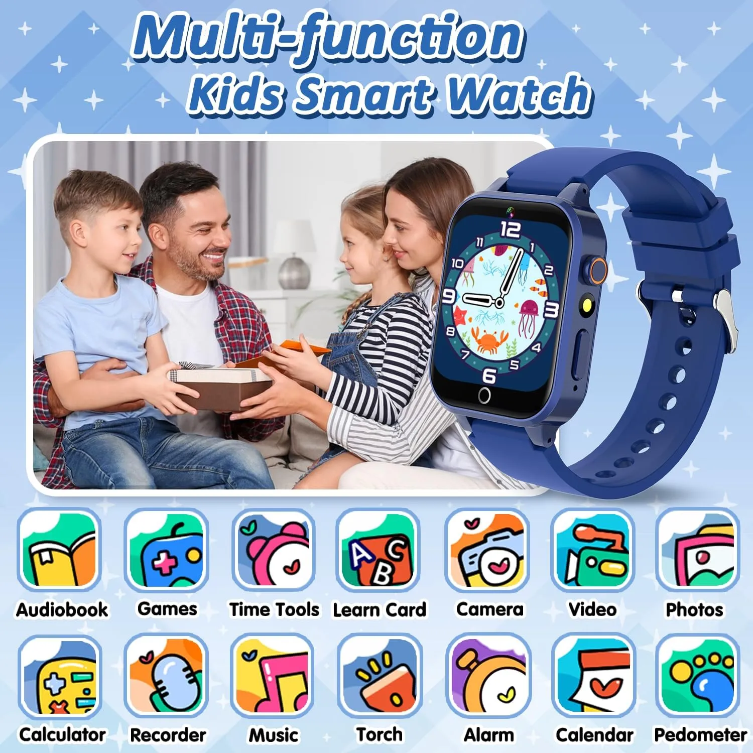 Smart Watch for Kids Boys Toy Age 5-12 with 26 Puzzle Games HD Camera Video Music Storybook Player Pedometer Touchscreen Kids Watch, Birthday Gifts for Boys Include 2 Screen Protector