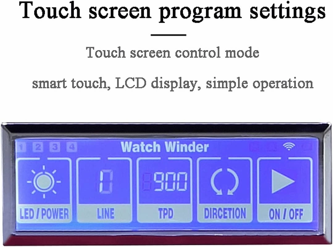 Smart Touch Screen Watch Winder Device, Vertical, Led Light, Pu Leather, Carbon Fiber, 3 Watch, Black Case, Watch Shaker Watch Winder Display Watch Box Case Watch Storage