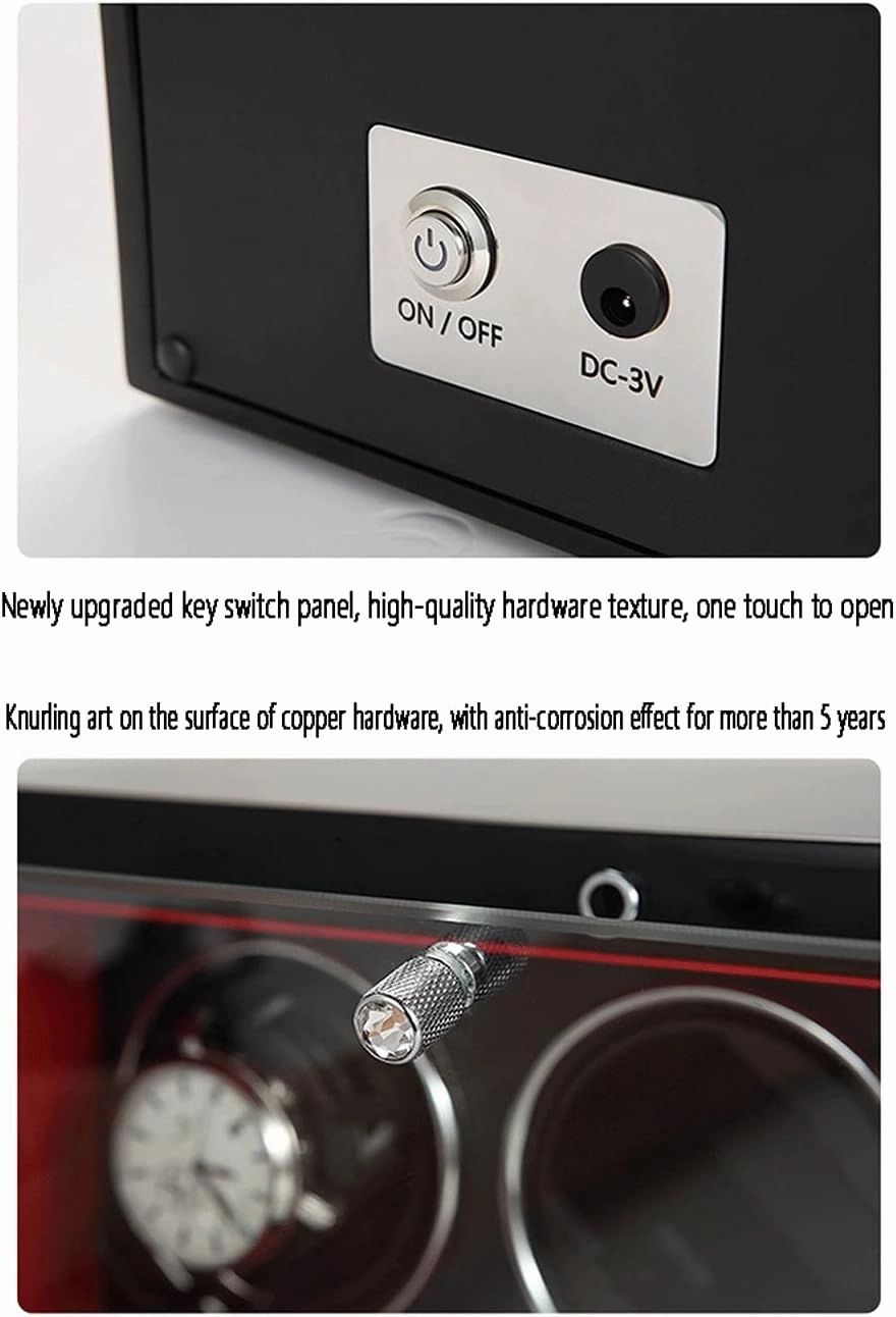 Smart Touch Screen Watch Winder Device, Vertical, Led Light, Pu Leather, Carbon Fiber, 3 Watch, Black Case, Watch Shaker Watch Winder Display Watch Box Case Watch Storage