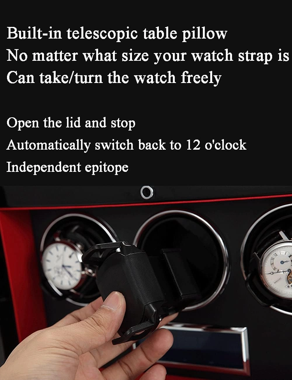 Smart Touch Screen Watch Winder Device, Vertical, Led Light, Pu Leather, Carbon Fiber, 3 Watch, Black Case, Watch Shaker Watch Winder Display Watch Box Case Watch Storage