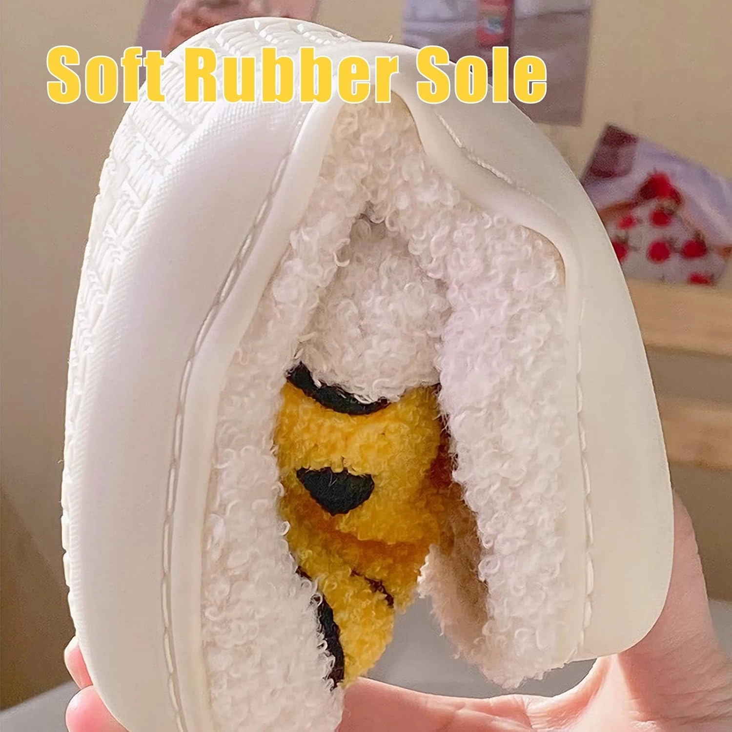 Smile Face Slippers for Women and Men, Retro Comfy Warm Soft Fuzzy Plush Slip-On House Shoes Funny Cute Happy Smile Home Winter Warmies Pillow Cloud Memory Foam Fluffy Slipper for Indoor & Outdoor