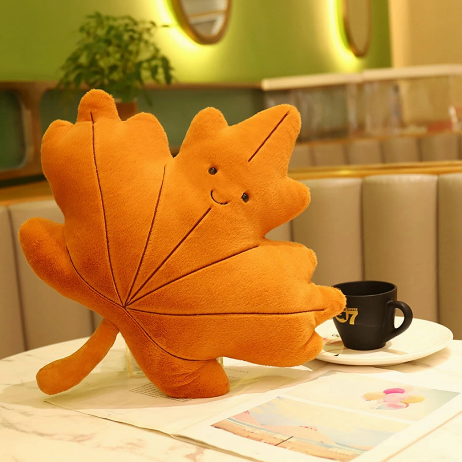 Soft Plush Maple Leaf Pillow Stuffed Maple Leaf Animal Plush Toy Maple Leaf Plushies Home Decor for Lover in Birthday and Holiday, 16 Inch