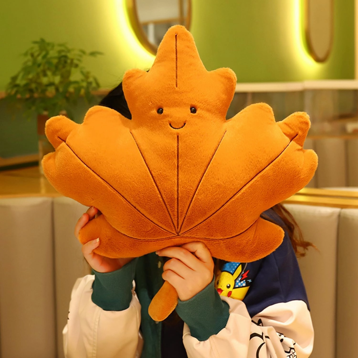 Soft Plush Maple Leaf Pillow Stuffed Maple Leaf Animal Plush Toy Maple Leaf Plushies Home Decor for Lover in Birthday and Holiday, 16 Inch