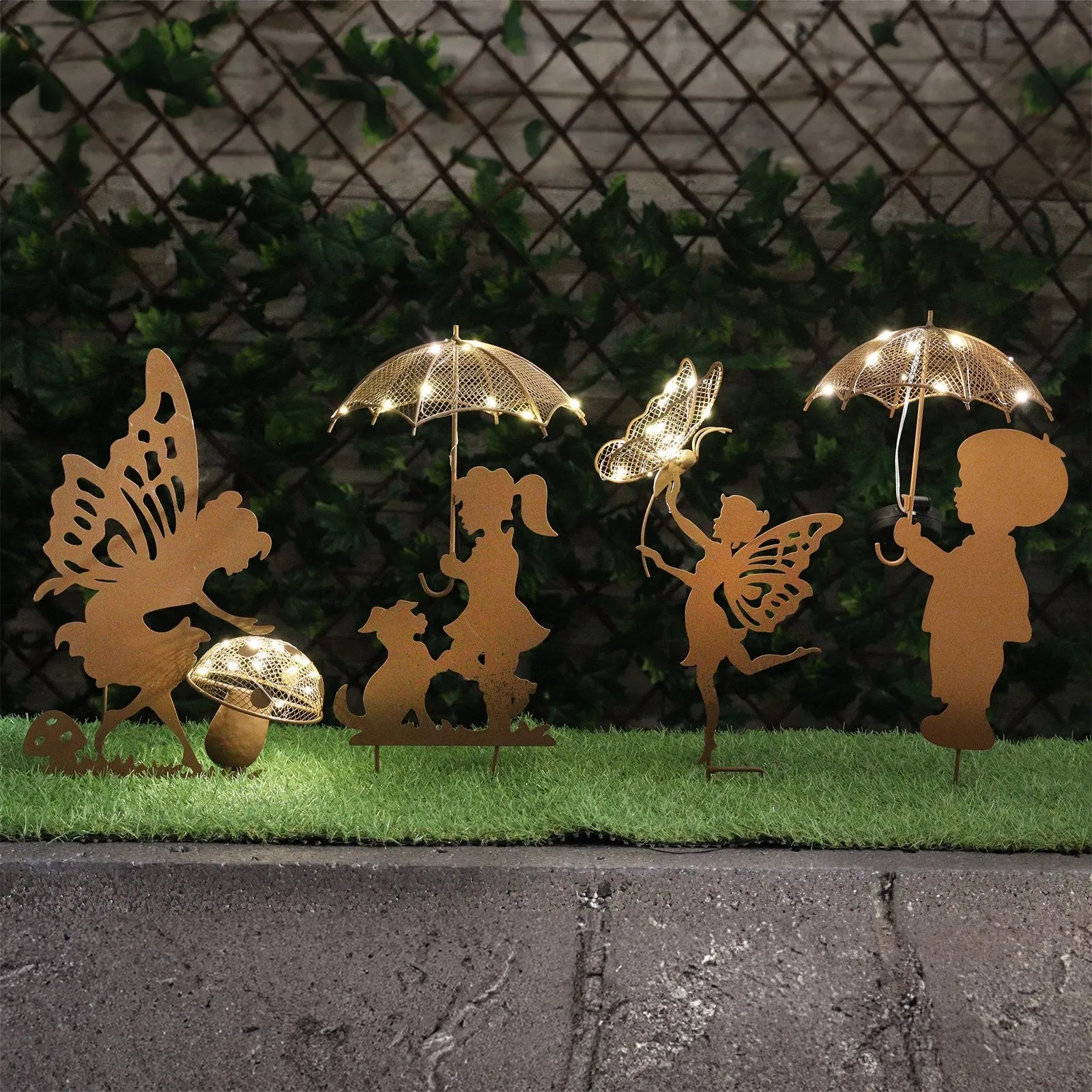Solar Silhouette Fairy with Butterfly Garden Stake
