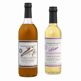 Sonoma Syrup Co. Vanilla Bean & Lavender Infused Simple Syrup Set – 2 Bottles (25.4 Fl Oz & 12.7 Fl Oz) for Coffee, Cocktails, Baking & Cooking – All-Natural, Handcrafted Syrups
