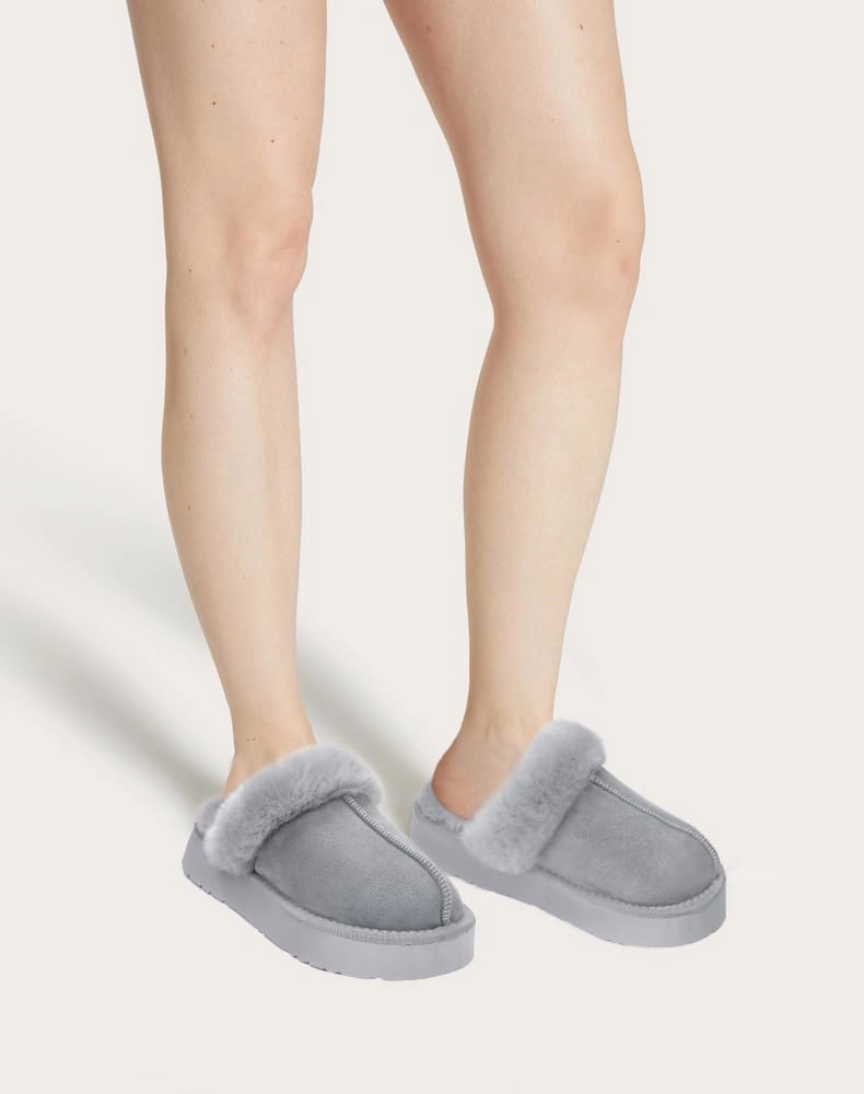SOULROSE Women's Fuzzy Memory Foam Slippers Disquette Platform Fuzzy Comfy Cozy House Bedroom Indoor Outdoor Slippers Shoes with Non-Slip Sole Womens Gift Slippers