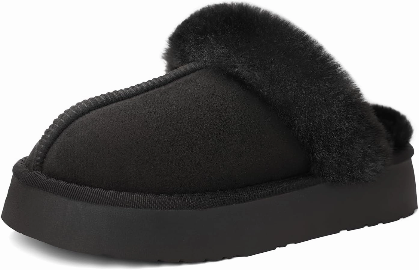 SOULROSE Women's Fuzzy Memory Foam Slippers Disquette Platform Fuzzy Comfy Cozy House Bedroom Indoor Outdoor Slippers Shoes with Non-Slip Sole Womens Gift Slippers
