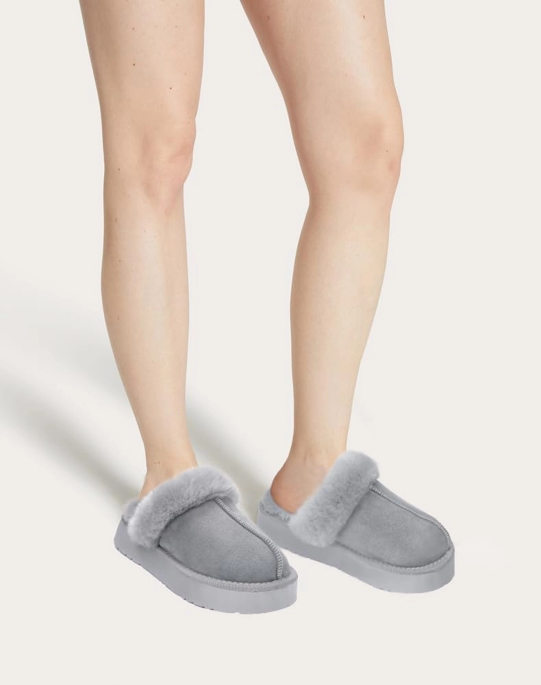 SOULROSE Women's Fuzzy Memory Foam Slippers Disquette Platform Fuzzy Comfy Cozy House Bedroom Indoor Outdoor Slippers Shoes with Non-Slip Sole Womens Gift Slippers